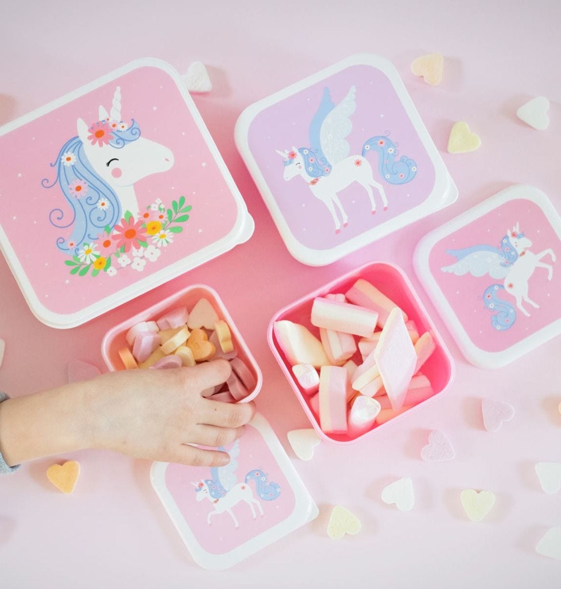 A little lovely company Σετ 4 δοχεία φαγητού Lunch & Snack Box Unicorn - Image 5