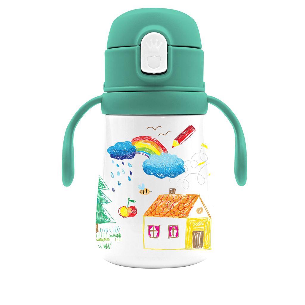 Παγούρι Θερμός Ανοξείδωτο Must Team Happy Doodle 350 ml με χερούλια και καλαμάκι