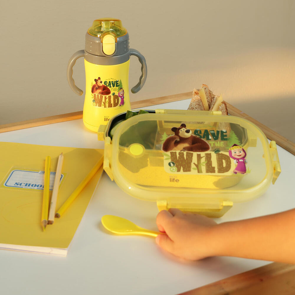 Kids Thermos 'Masha - Save The Wild' 300ML (yellow) - Image 5