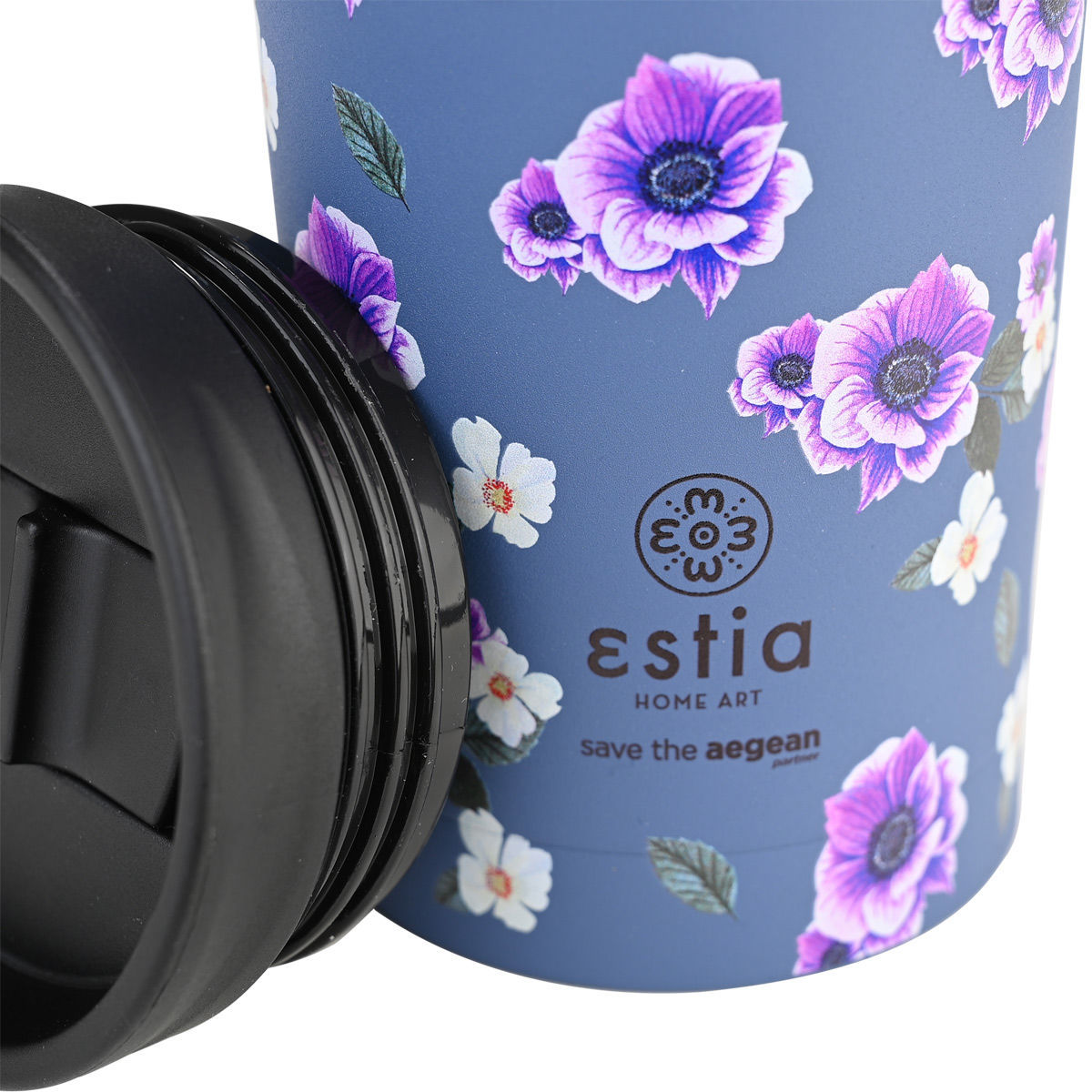 ESTIA ΘΕΡΜΟΣ TRAVEL MUG SAVE THE AEGEAN 350ml GARDEN BLUE - Image 3