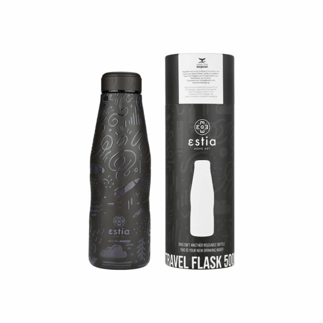 ESTIA ΘΕΡΜΟΣ TRAVEL FLASK SAVE THE AEGEAN 500ml NOIR ECHO