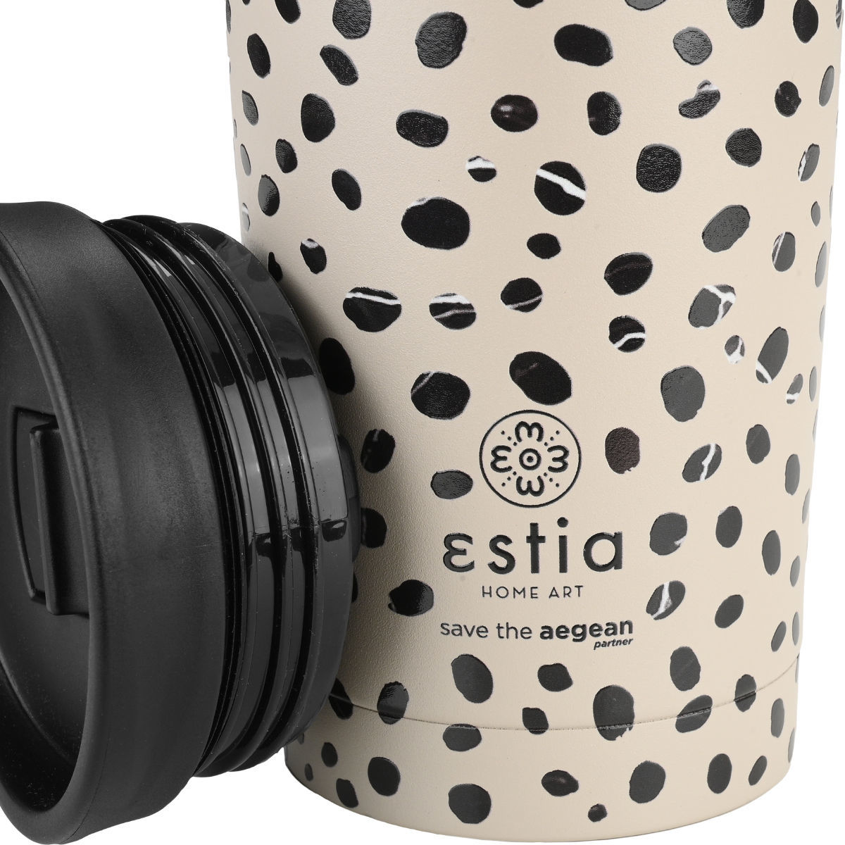 ESTIA ΘΕΡΜΟΣ TRAVEL MUG SAVE THE AEGEAN 350ml LEOPARD TAUPE - Image 3