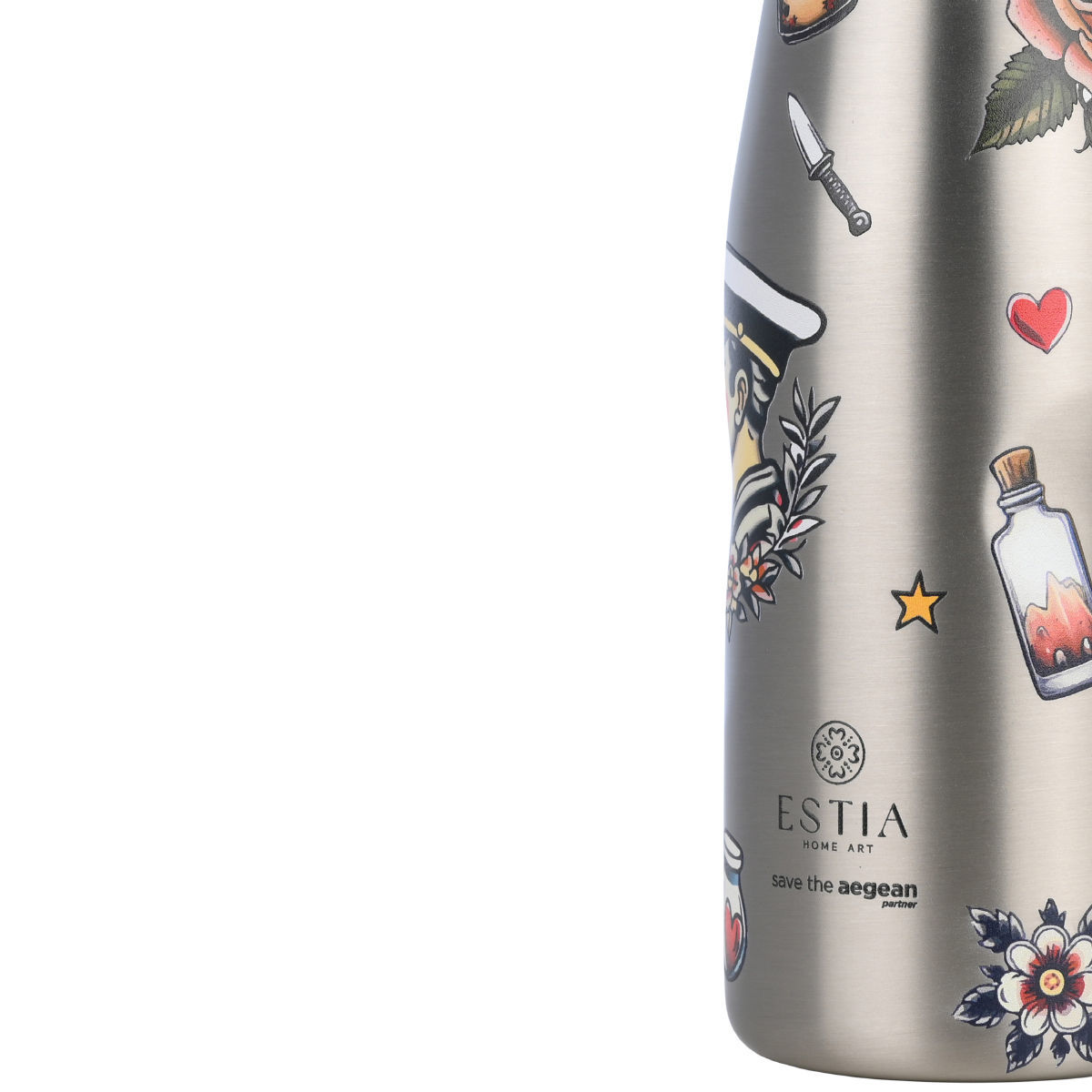 ESTIA ΘΕΡΜΟΣ TRAVEL FLASK SAVE THE AEGEAN 500ml OLD SCHOOL INK - Image 2