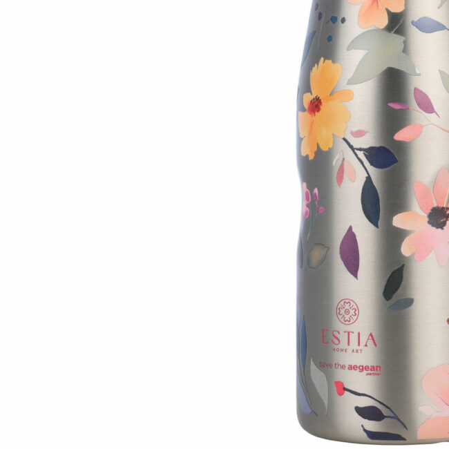 Alternative view of ESTIA ΘΕΡΜΟΣ TRAVEL FLASK SAVE THE AEGEAN 500ml SILVER BOTANIC