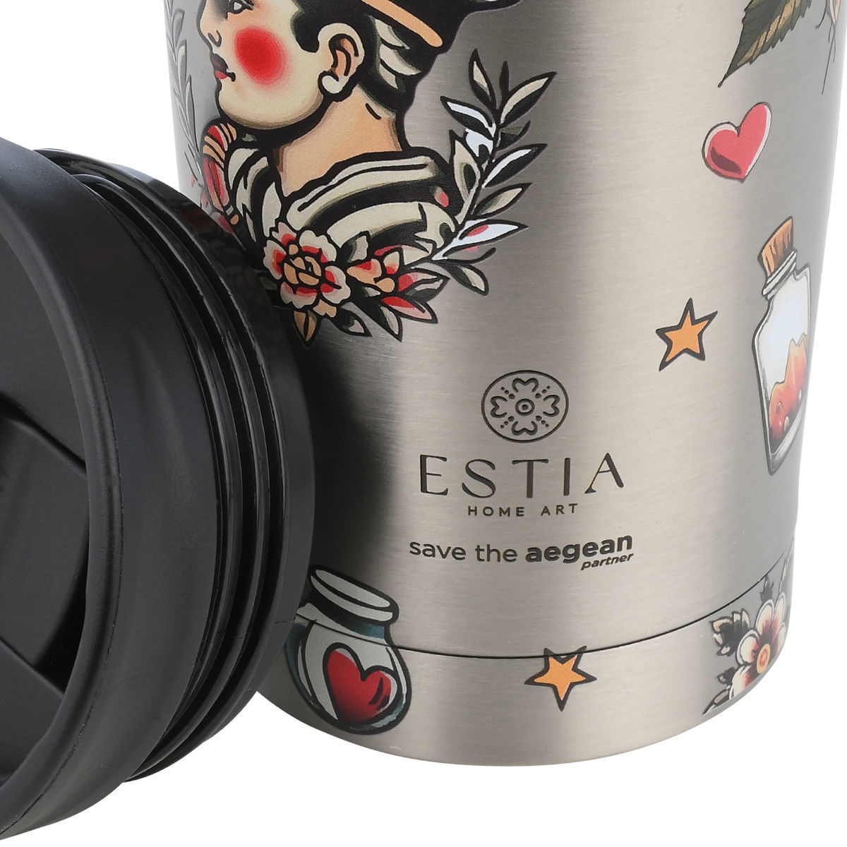 ESTIA ΘΕΡΜΟΣ TRAVEL MUG SAVE THE AEGEAN 350ml OLD SCHOOL INK - Image 2