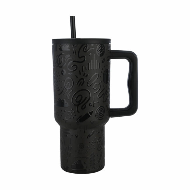 ESTIA ΘΕΡΜΟΣ STRAW TUMBLER XL SAVE THE AEGEAN 900ml NOIR ECHO