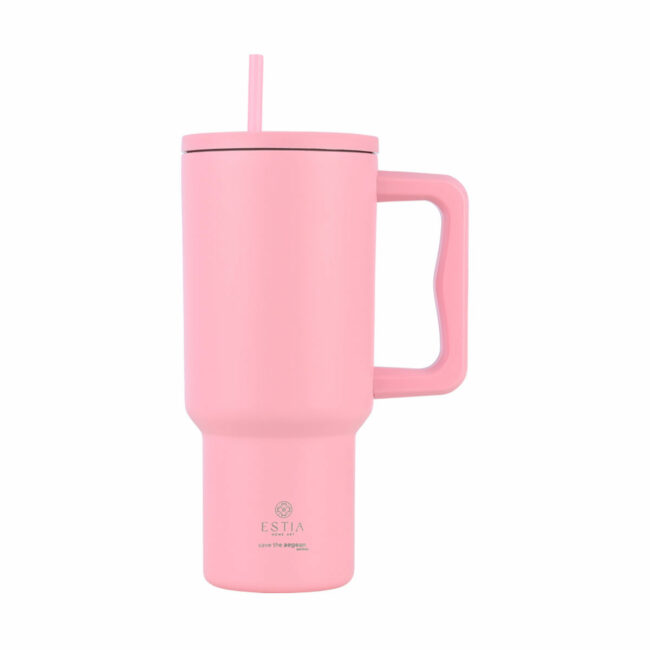 ESTIA ΘΕΡΜΟΣ STRAW TUMBLER XL SAVE THE AEGEAN 900ml BLOSSOM ROSE