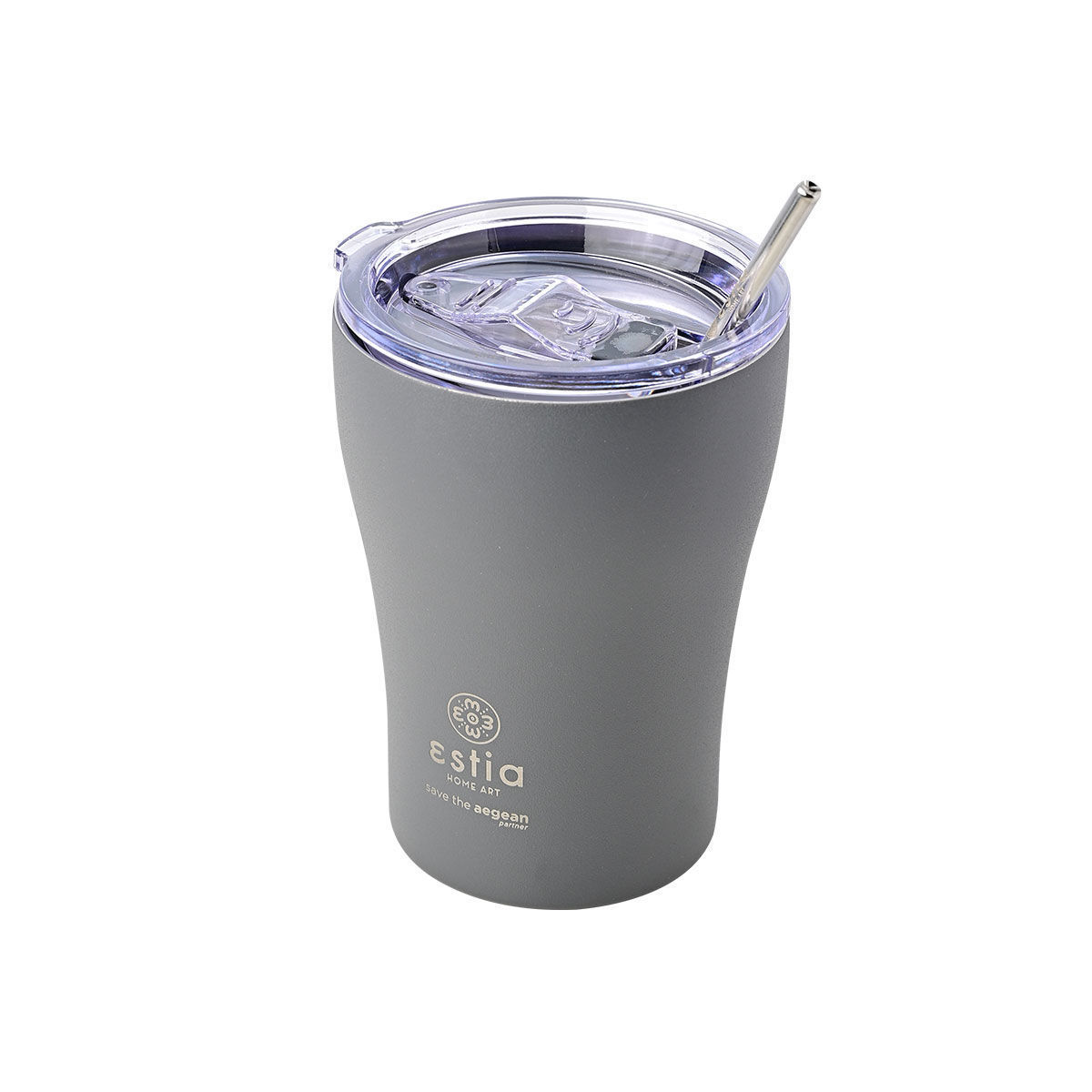 ESTIA ΘΕΡΜΟΣ COFFEE MUG SAVE THE AEGEAN 350ml FJORD GREY - Image 2