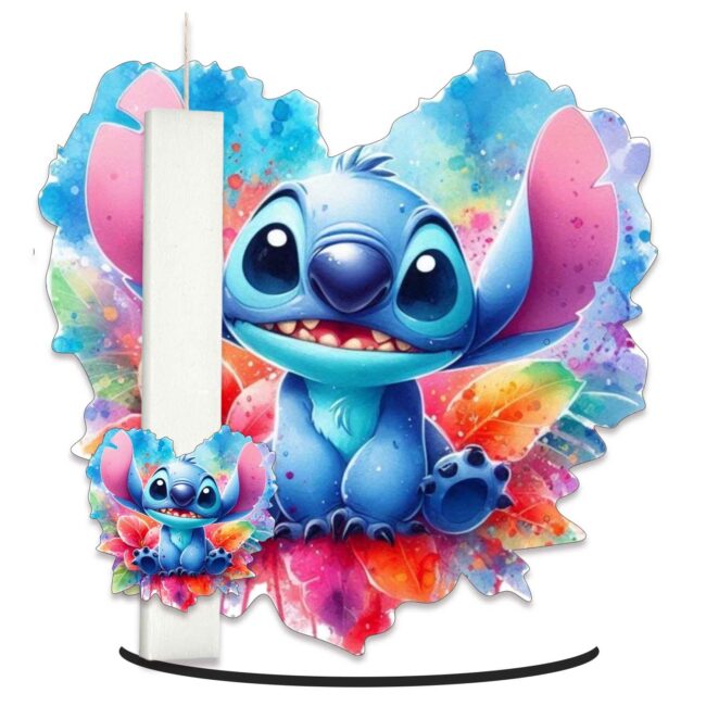 Λαμπάδα Stitch OEM – με ξύλινο κάδρο με βάση.