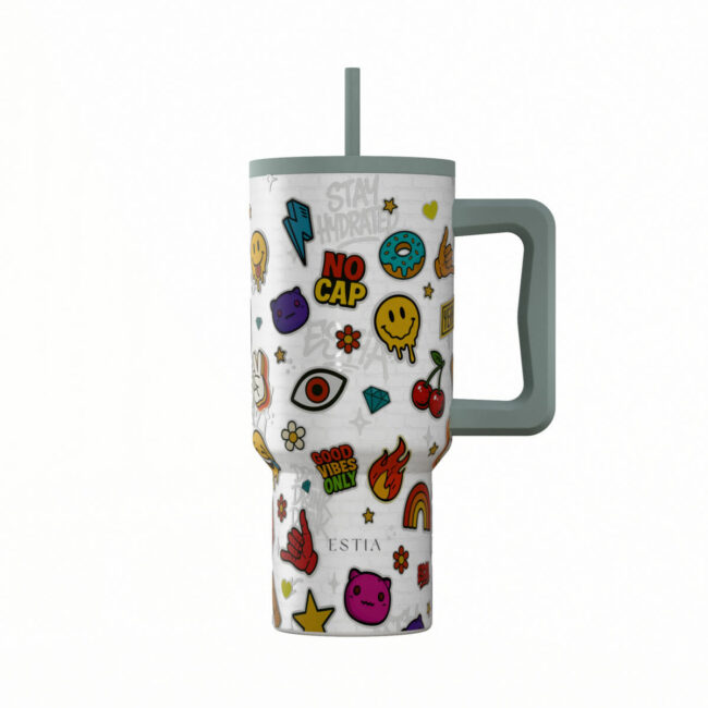 ESTIA ΘΕΡΜΟΣ STRAW TUMBLER XL SAVE THE AEGEAN 900ml URBAN VIBES
