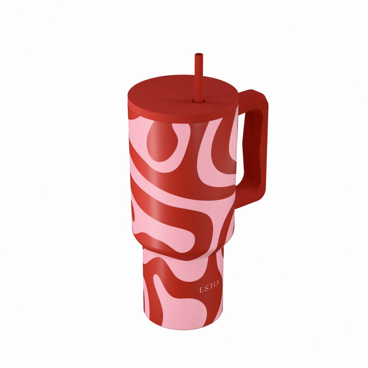 ESTIA ΘΕΡΜΟΣ STRAW TUMBLER XL SAVE THE AEGEAN 900ml CORAL WAVES - Image 2